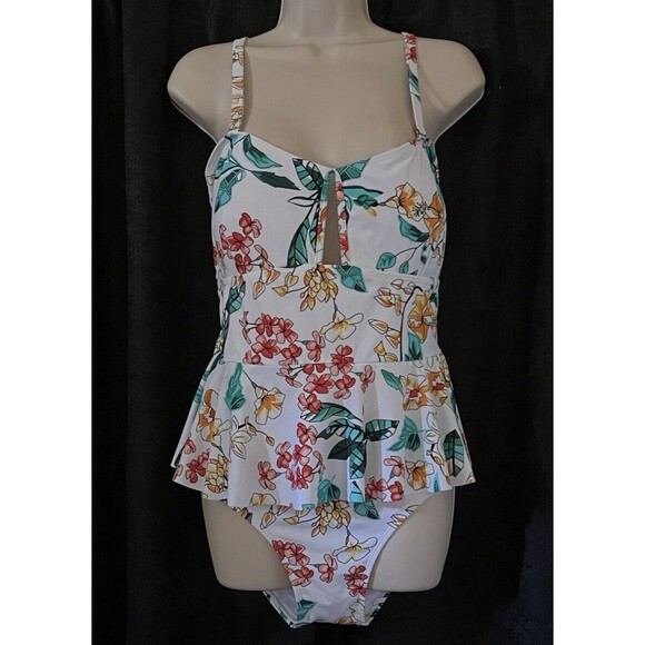 Tropical Floral Print Peplum Multiway One-Piece Swimwear XL Unbranded - Picture 1 of 9
